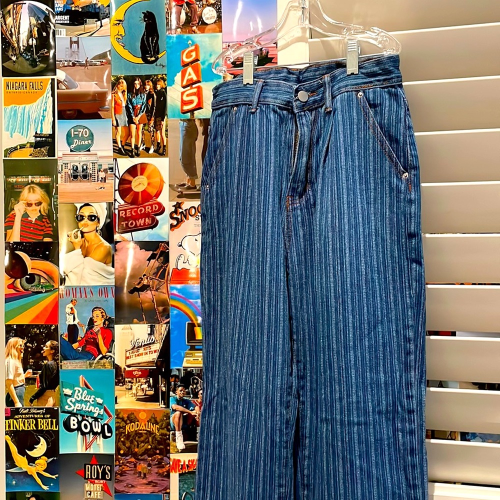 Pinstripe straight leg jeans